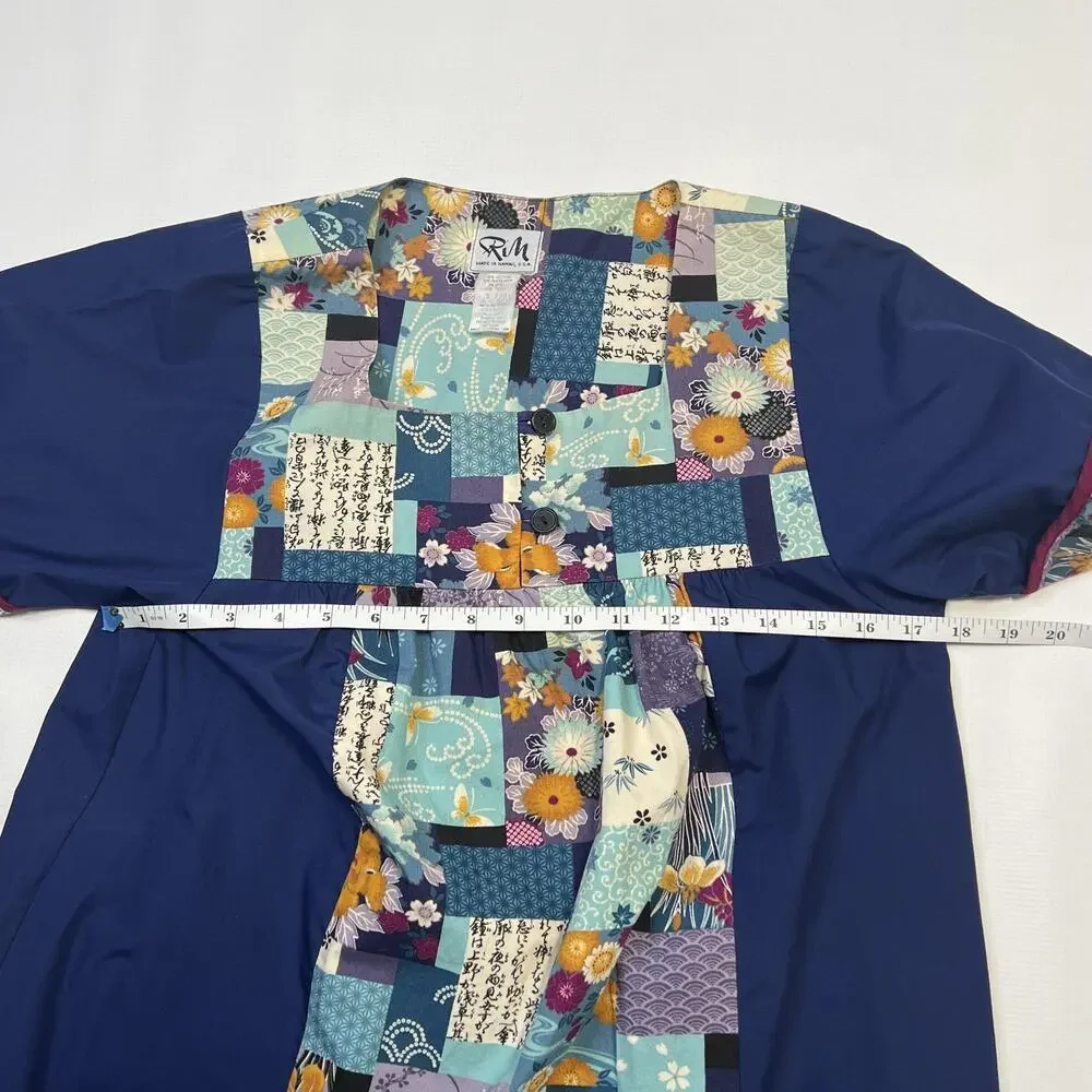 RM Dress Womens Small Floral Patchwork Hawaiian Button Front Made USA Pockets - Picture 6 of 8
